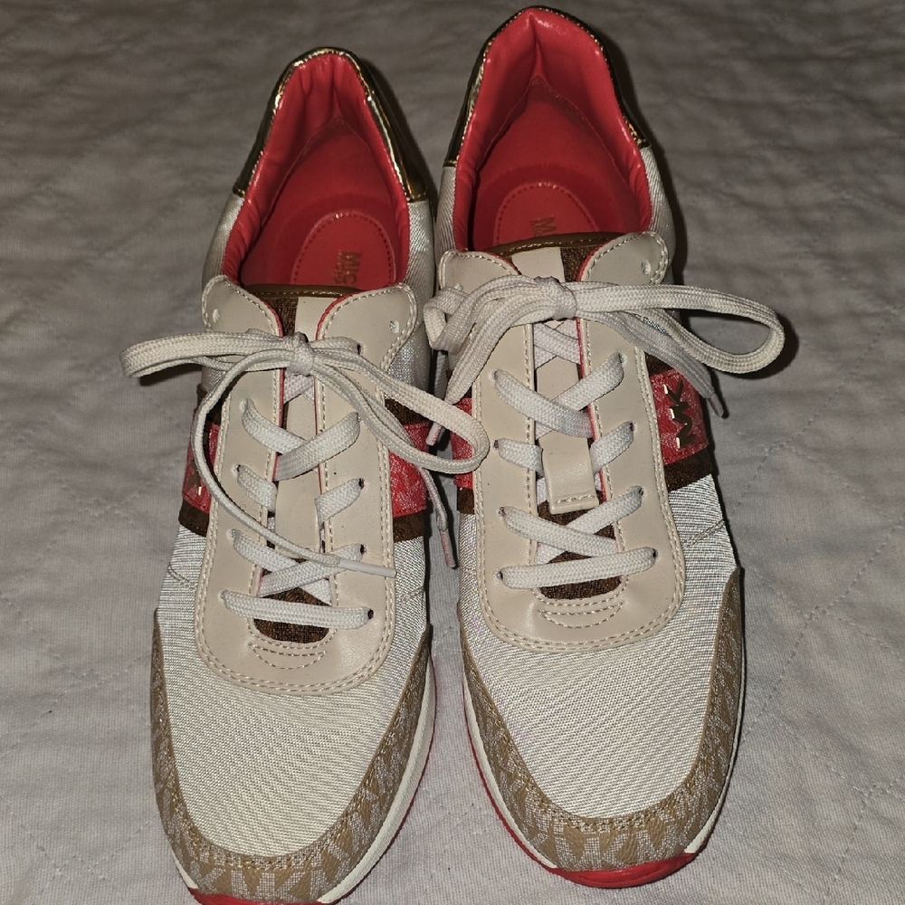 Michael Kors Beige and Red Sneakers